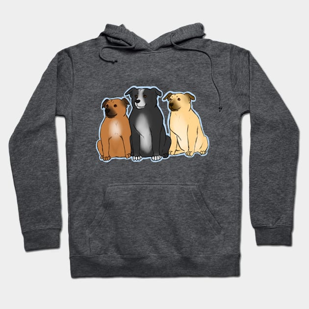 Three Staffies Hoodie by velvetdog